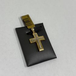 14KT 1.05” 3.6Grams Cross Charm Gold White And Gold