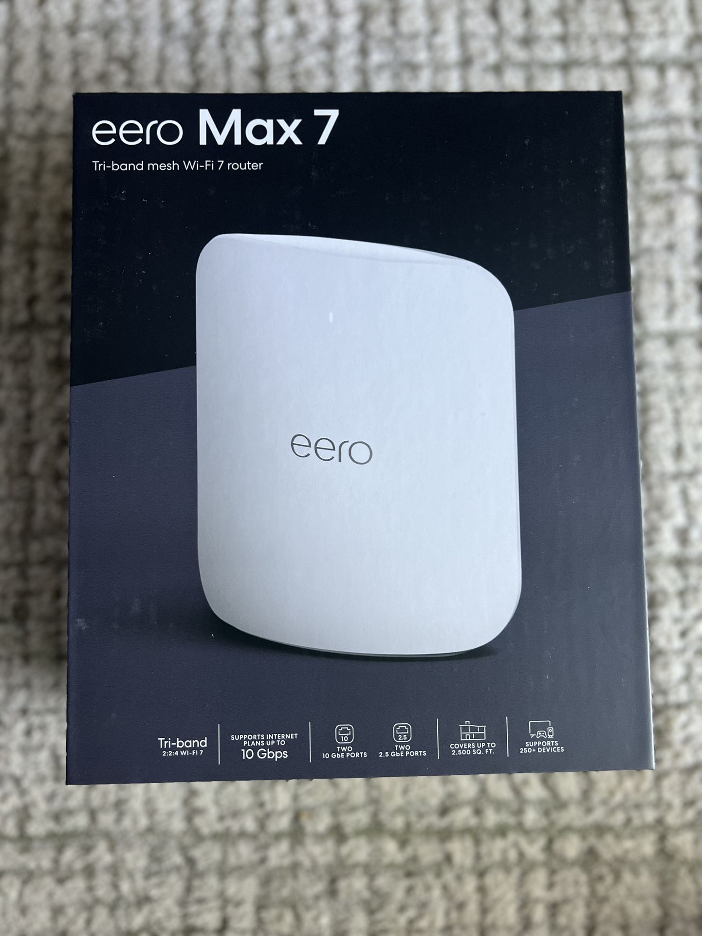 Eero Max 7 mesh wifi router. (Brand New, Sealed) – $250. Amazon price 600$