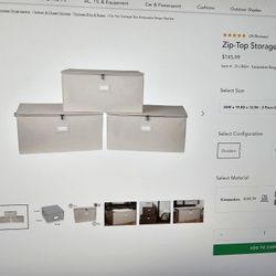 Brand New - Zip-Top Storage Box Set - 3 Pieces - 26W x 19.5D x 12.5H