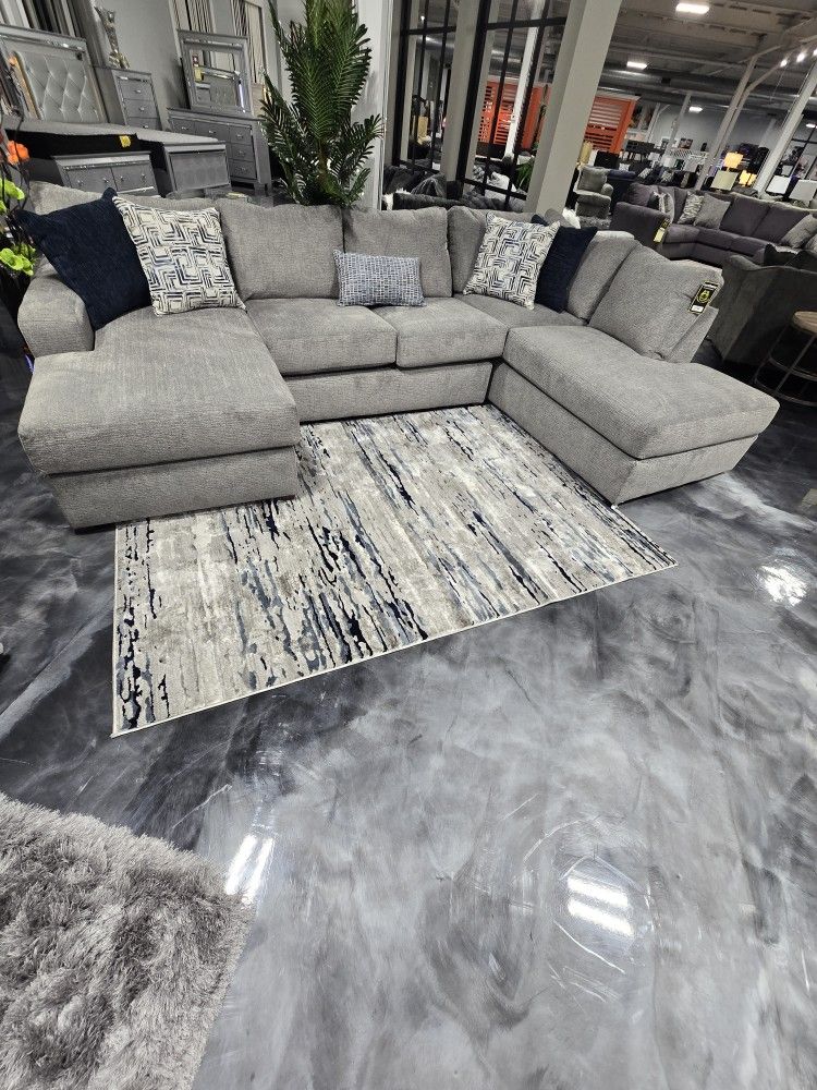 DOUBLE CHAISE BRAND NEW GREY SECTIONAL SAME DAY DELIVERY 