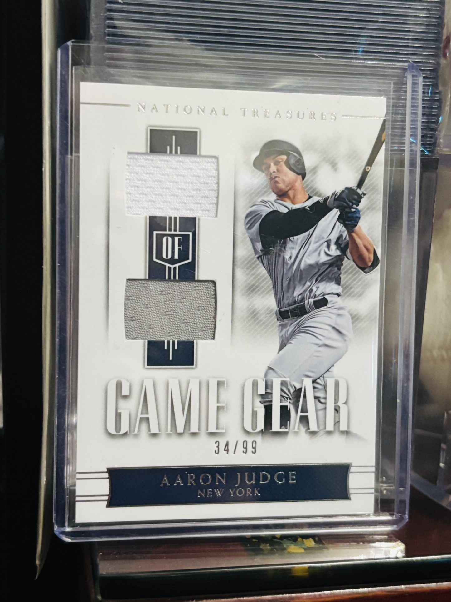 2018 Panini Aaron Judge National Treasure Dual Relic GAME GEAR /99 