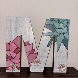 Wooden “M” Wall Decor with Hooks
