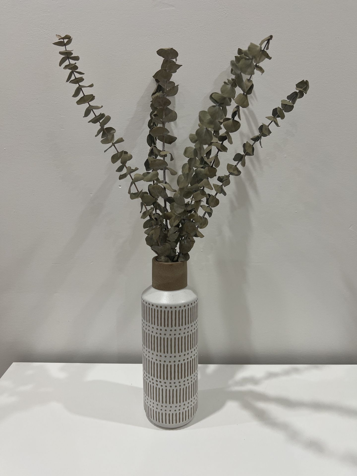 Ceramic Vase with Dried Eucalyptus