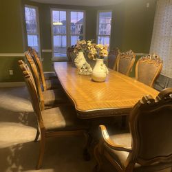 8 Chairs/ Dining Room Table/Marble-top Chest