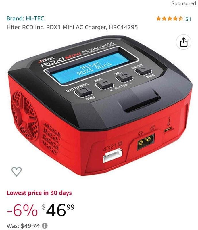 RC Hitec RDX1 Mini Ac Charger And Battery Combo