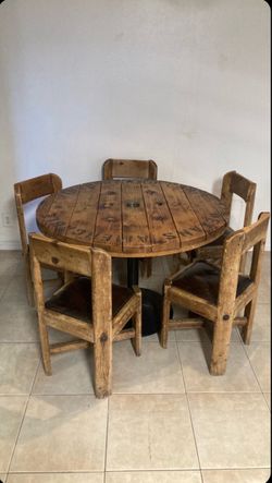Heavy Round Rustic Wood Dining Table