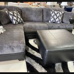 L Shape Black/ Gray Sectional Couch With Chaise 💥 In Stock ✅ Fast Delivery 🚚 