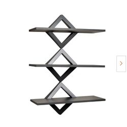 Contempo Diamonds 27.5 in. W x 40 in. H Black Three Level Shelving System