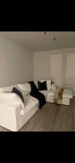 Washable cloud sectional with ottoman