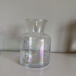 Beautiful Iridescent Clear Glass Vase