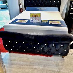 MODERN NEW BLACK VELVET QUEEN BED ON SALE ONLY $499. IN STOCK SAME DAY DELIVERY  🚚 EASY FINANCING 