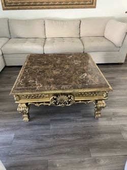 Baroque Style Marble Top Coffee Table