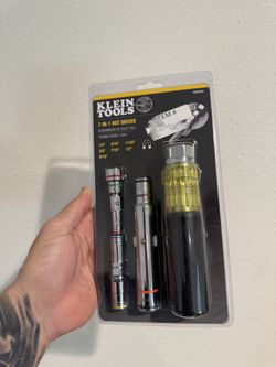 Klein Tools 7-in-1 Nut Driver, Magnetic Driver has SAE Hex Nut Sizes 1/4 to 9/16-Inch, Cushion Grip Handle for Added Torque