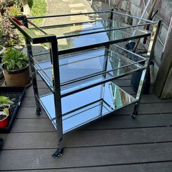 Chrome, Glass, & Mirror Beverage Cart