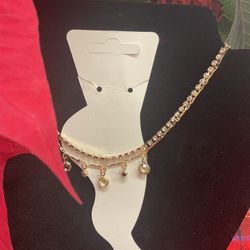 Gold anklet bracelet with yellow stones and zirconia 