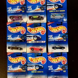  Hot Wheels Corvette Lot – 1990s Carded Split Window Sting Ray – Sealed