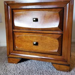 Antique Finish 2 Drawer Nightstand