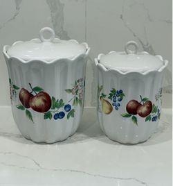 Vintage Jay Import 2 Ceramic Jars With Lid