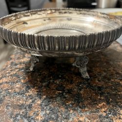 antique 1907 silver plated pewter fruit bowl with hallmarks