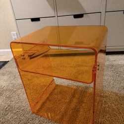 Orange Acrylic Side Table/Record Player Table