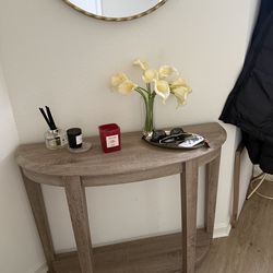 Half moon solid wood table