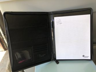 New Leather folder in box with pen