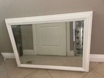 White solid  wood  vanity dresser  mirror
