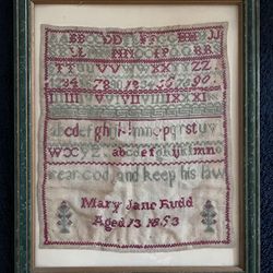 Antique 1863 Child’s Cross Stitch by Mary Jane Rudd