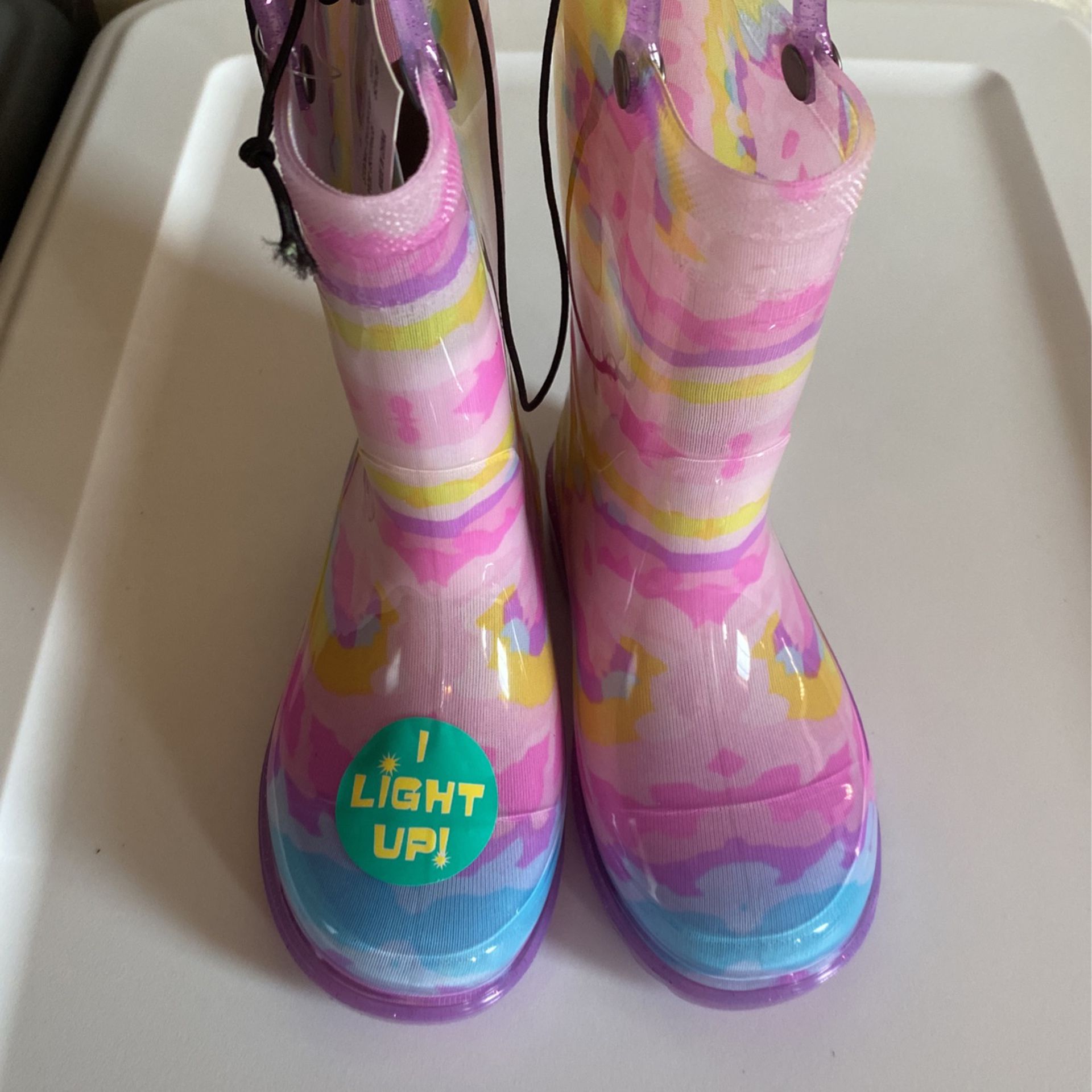 Western Chief Swirl Glittered Lighted Up Rain Boots Size (9)