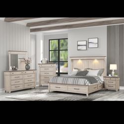 New Bed Room Set $2199 Include Queen Bed , Chest ,nightstand Dresser And Mirror 