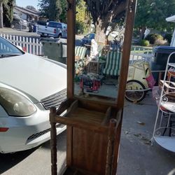 Wooden Hall Stand With Mirror 
