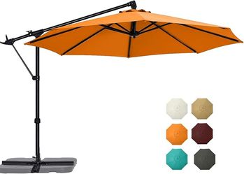 ABCCANOPY 10FT Cantilever Umbrella Offset Hanging Patio Umbrella with Base Stand Rotate and