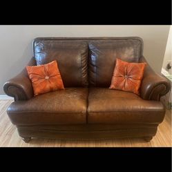 Antique Leather Art Van Couch
