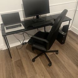 Glass desk and chair