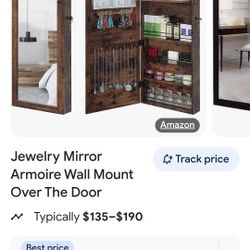 JEWELRY  ARMOIRE NEW SOLID WOOD