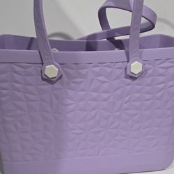Lavender Geometric Pattern Tote Bag  Double Handles Women's