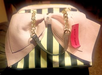 Betsey Johnson Striped Bow Handbag