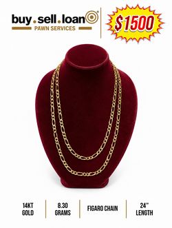 FIGARO STYLE CHAIN 24”, 8.30 GRAMS, 14KT GOLD