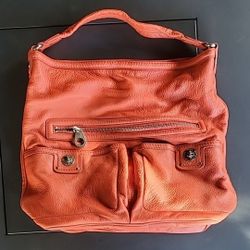 MARC by MARC JACOBS REDISH ORANGE LEATHER SHOPPER TOTE
