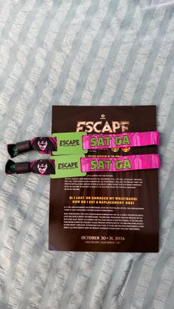 2 GA Escape Saturday wrist bands