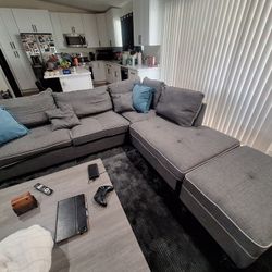 Gray Sectional With Storage Ottoman