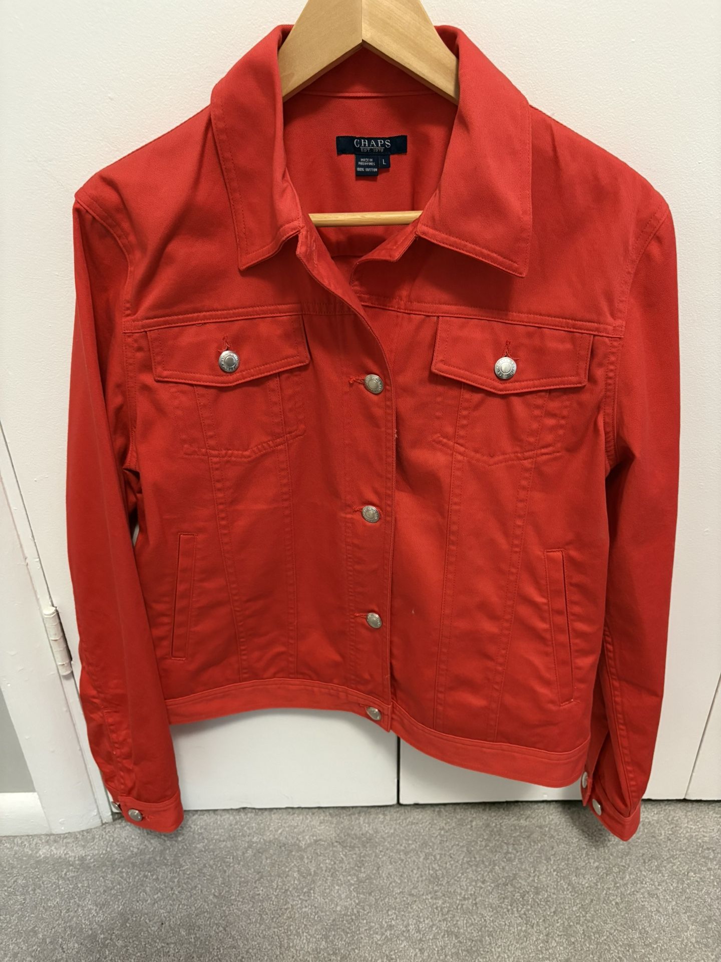 Ladies Chaps Red New Denim Jacket SZ L