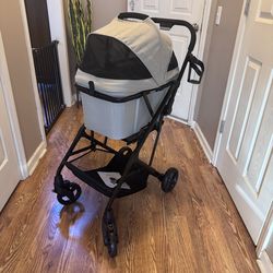 NEW 3 in 1 Grey Pet Stroller - Car Seat - Dog Cat Travel Carrier - w/Storage Basket & Cup Holder