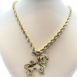 Gold Chain 10K Lion Pendant Set New 