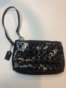 Coach (authentic) black patent leather wristlet