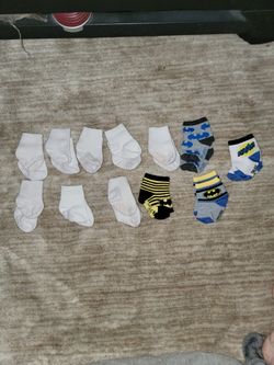 Newborn, Infant Socks, White, Rubber Bottoms