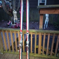 Vintage K2 Red/White/Blue Skis With Salomon S222 Bindings