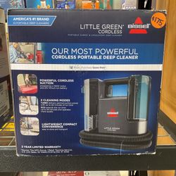 BISSELL LITTLE GREEN CORDLESS PORTABLE CARPET & UPHOLSTERY DEEP CLEANER.