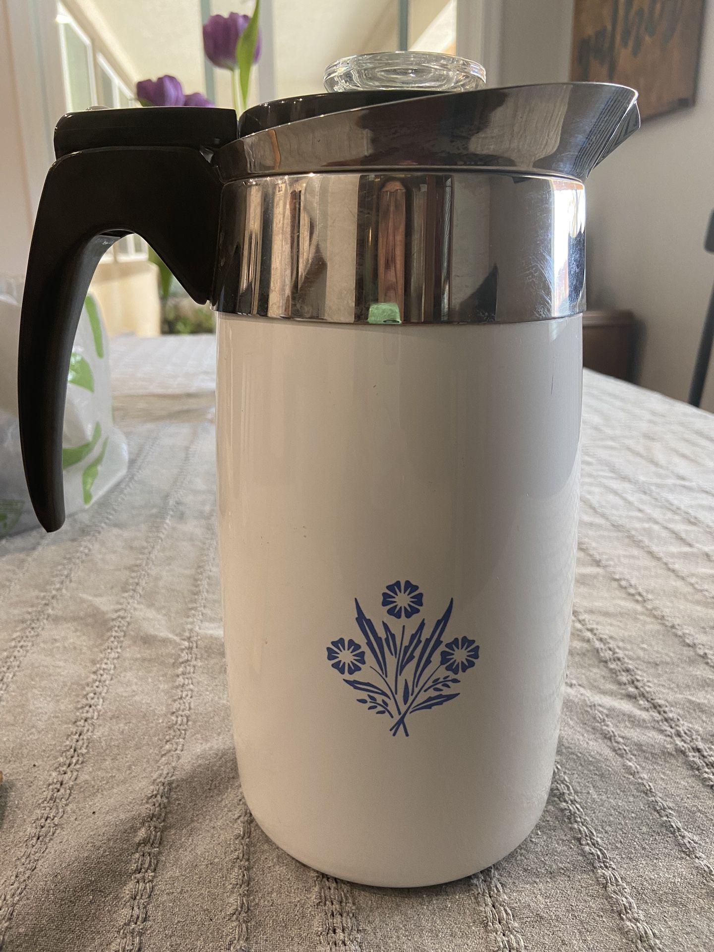 Vintage Corning Ware coffee Pot Percolator Corn Flower 10 Cup Electric