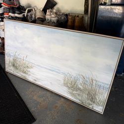 Large Framed Coastal Beach Canvas Wall Art